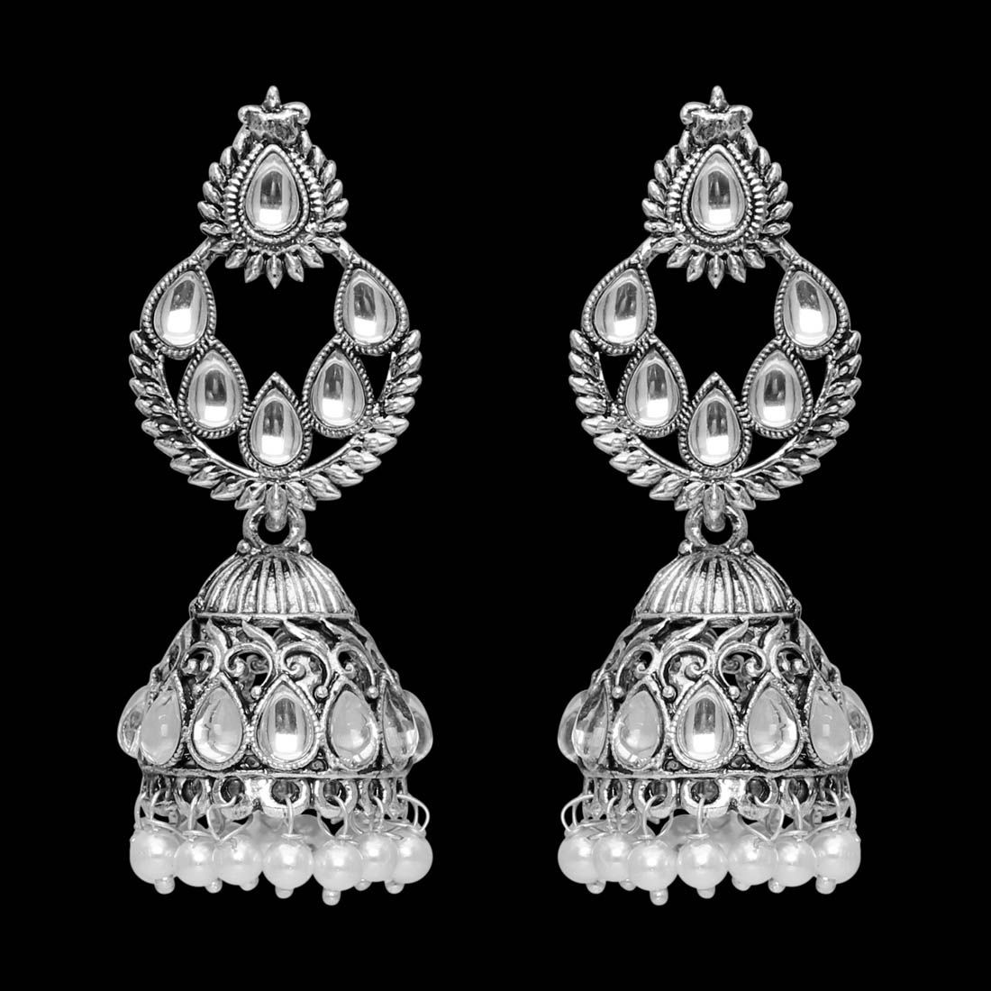 Pendientes jhumka color plata