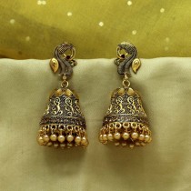 Pendientes Jhumkas  piedra y perla